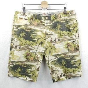 Tommy Bahama Shorts Men 38 Cotton All Over Hawaiian Hula Girls Tropical Beach